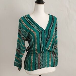 Parker silk blouse green Zig Zag Top Size XS